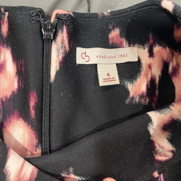 Dressbarn Floral Black and Pink Dress Size 4 - Picture 3 of 6